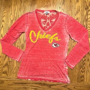 Women’s Kansas City KC Chiefs Long Sleeve Burnout Shirt Size Large